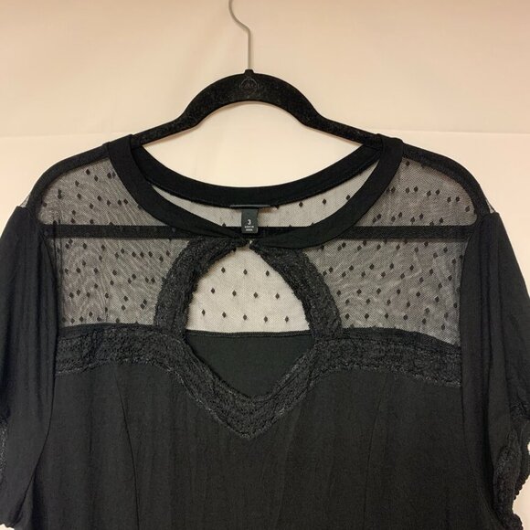 Torrid dress SZ 3/3X (22-24) black sheer bodice & shoulders feminine goth - Picture 4 of 10